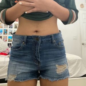 Ripped Denim Shorts